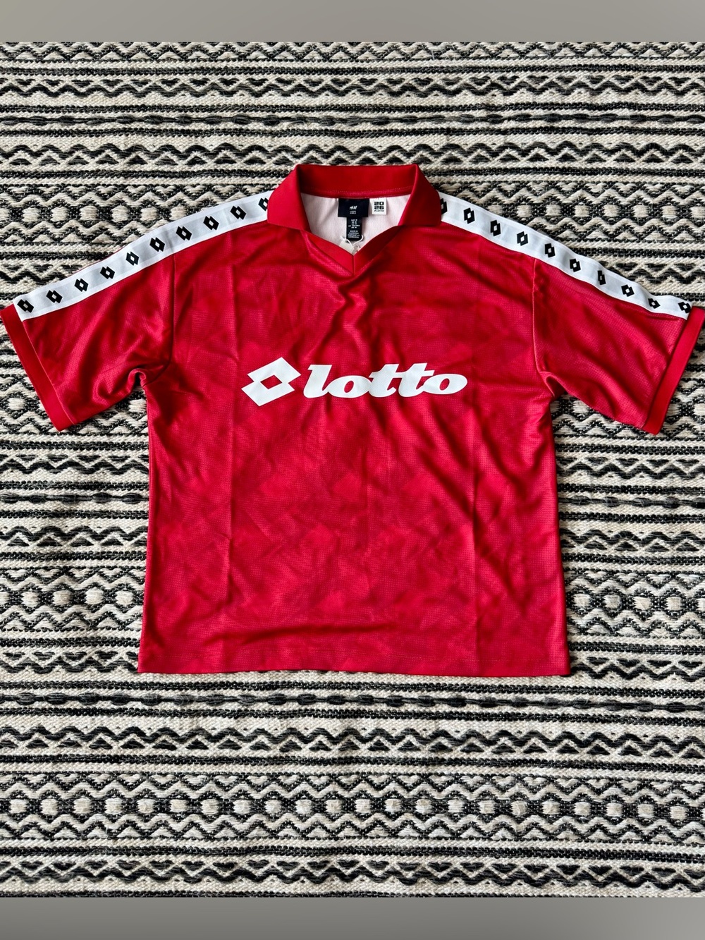 H&M Red Lotto Logo Soccer Jersey with White Trim
